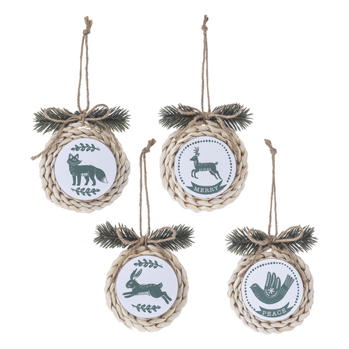 Woven Frame Holiday Woodland Animal Ornament