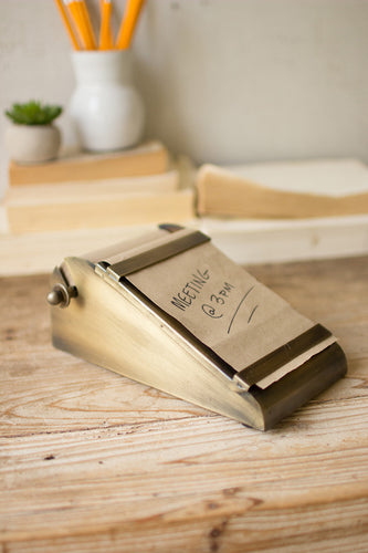 desk top note roll in antique brass dispenser