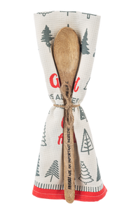 Friendsmas Kitchen Towel with Etched Spoon Set