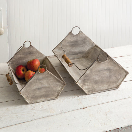 Set of Two Galvanized Troughs