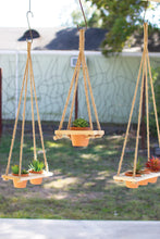 Load image into Gallery viewer, terracotta pots with recycled wood &amp; jute hangers