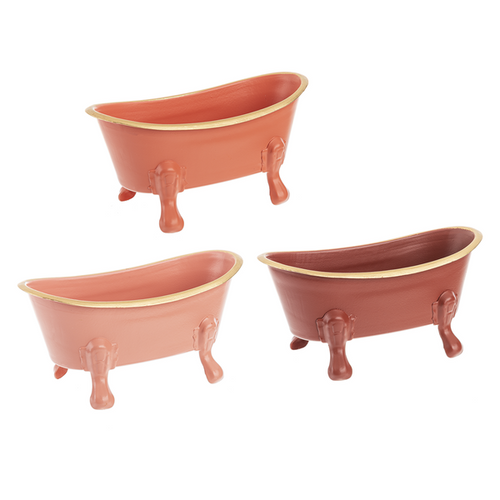 Terracotta Mini Bathtub with Gold Trim