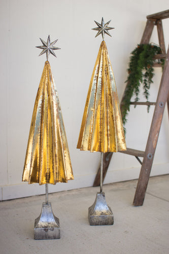 gold metal trees with silver star