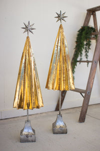 gold metal trees with silver star