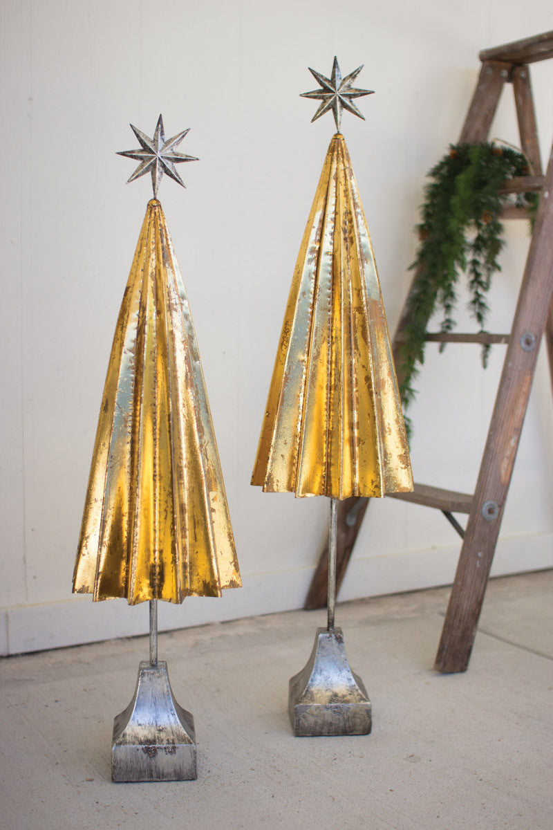 gold metal trees with silver star