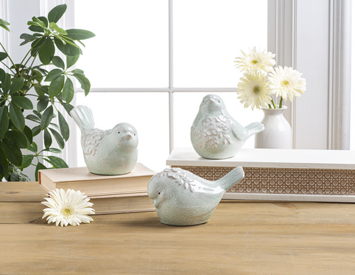 Bird in Crackle Finish with Flowers