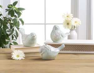 Bird in Crackle Finish with Flowers