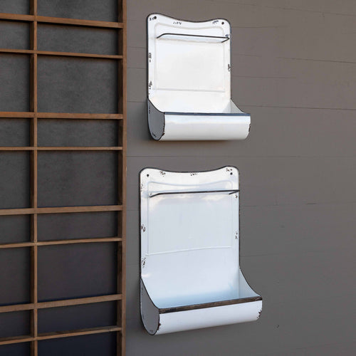 Enamel Painted Kitchen Towel Holder & Wall Bin