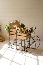 Load image into Gallery viewer, wood and metal christmas sled