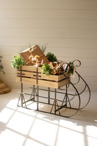 wood and metal christmas sled