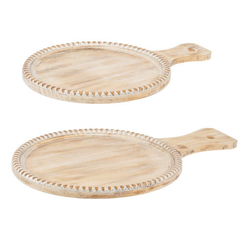 Round Beaded Edge Tray with Handle