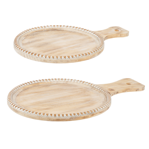 Round Beaded Edge Tray with Handle