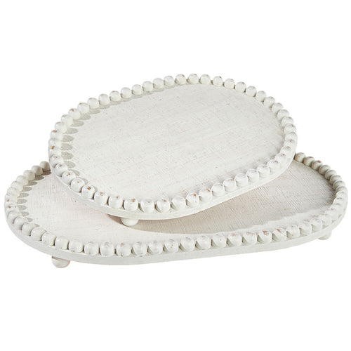 WHITEWASHED BEADED EDGE TRAY