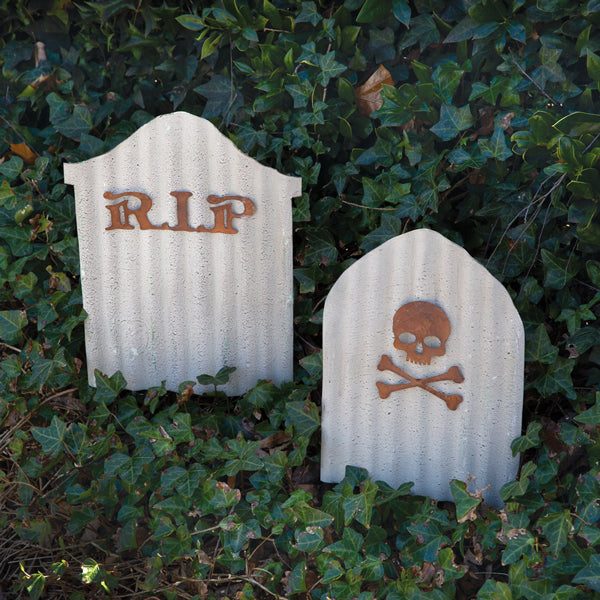 Set of Two Tombstone Garden Stakes
