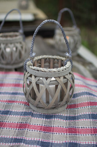 grey willow small lantern with glass