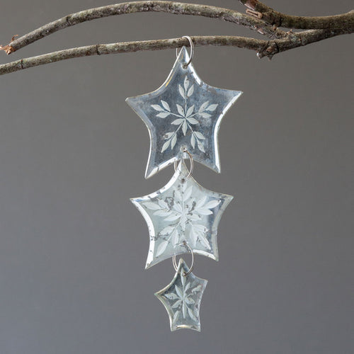 Antique Mirror Star Triple Drop Ornament