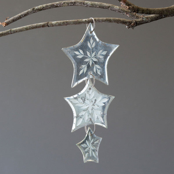 Antique Mirror Star Triple Drop Ornament