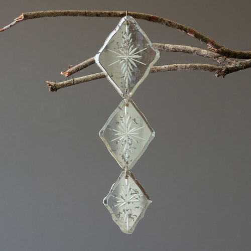 Antique Mirror Diamond Shape Triple Drop Ornament