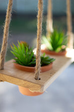 Load image into Gallery viewer, terracotta pots with recycled wood &amp; jute hangers