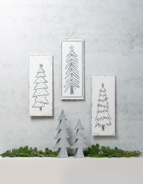 Embossed Whitewashed Tree Wall Decor