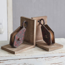 Load image into Gallery viewer, Repurposed Pulley Bookends