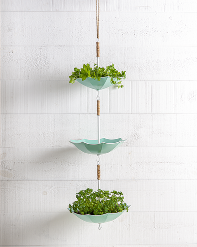 Mint & White Enamel Hanging Umbrella (3 pc. set)