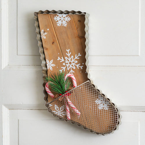 Metal Stocking with Pocket Wall Decor