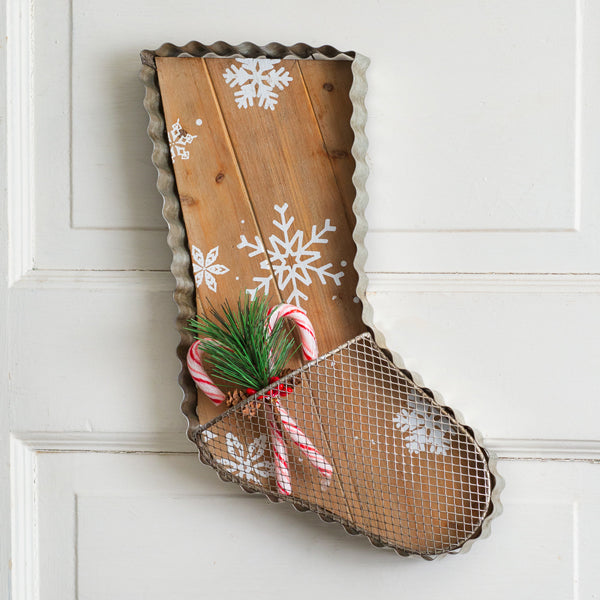 Metal Stocking with Pocket Wall Decor