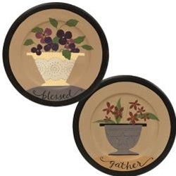 Gather or Blessed Floral Plate, 2 asstd.
